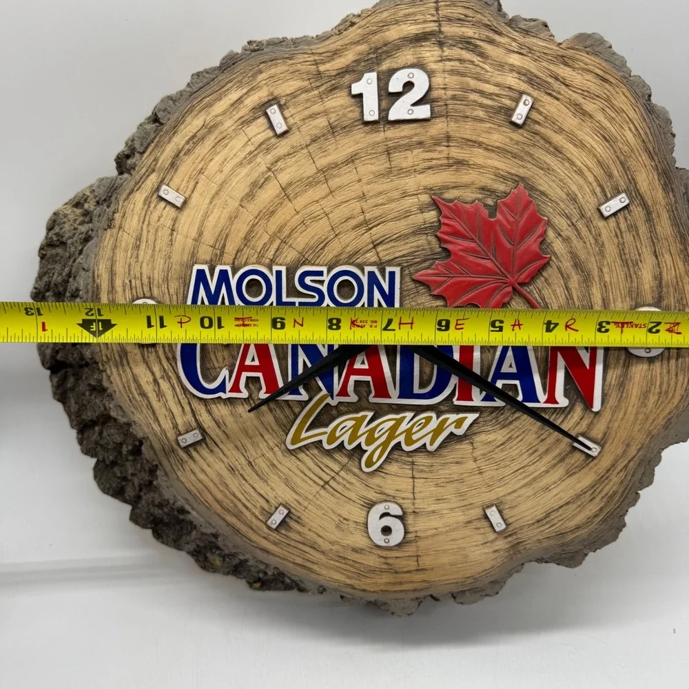 Molson Canadian Lager Wall Clock Vintage Faux Wood Tree Bar 1999 Doesn't Work